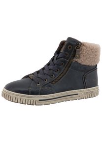 Winterboots Mustang Shoes "Janique", Damen, Gr. 41, blau (navy), Lederimitat, Textil, used, Schuhe Winterboots, High Top Sneaker, Winterboots mit Warmfutter