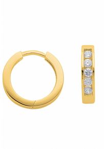 Adelia&acute;s Paar Creolen ADELIA&acute;S "925 Silber Ohrringe Creolen mit Zirkonia &Oslash; 14,1 mm", gold (vergoldet), Ohrringe, Damen, Silber 925 (Sterlingsilber), Paar Creolen