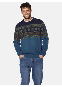 Rundhalspullover Babista "Pullover ILMAR", Herren, Gr. L, blau (blau gemustert), Obermaterial: 70% Polyacryl PAN. 30% Wolle mw., Pullover Rundhalspullover