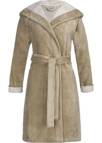 Damenbademantel Esprit "Cosy, ideal f&uuml;r Sauna & Spa, Hotelbademantel, Morgenmantel" Gr. S, braun (mocca), L:97cm, Microfaser, Hausm&auml;ntel, Damenbademantel, mit Kapuze & Logostickerei, kurz