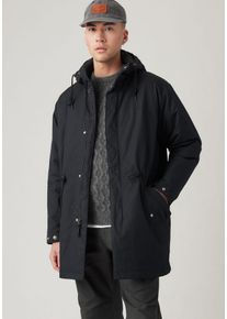 Levi's Outdoorjacke LEVI'S, Herren, Gr. M, schwarz (jet schwarz), Obermaterial: 55% Baumwolle, 45% Polyester, unifarben, regular fit Po-bedeckend, ohne Ausschnitt, gerader Abschluss, Jacken Outdoorjacke, mit Kapuze