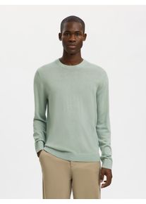 Strickpullover Selected "SLHTRAY LS KNIT MERINO CREW NECK NOOS", Herren, Gr. XXL, aqua gray, Strick, Obermaterial: 100% Wolle, unifarben, regular fit normal, Rundhals, Rippb&uuml;ndchen, Pullover Strickpullover, Wolle, regular fit