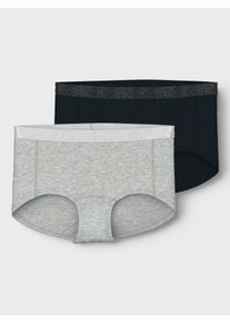 Hipster name it "NKFHIPSTER 2P NOOS", M&auml;dchen, Gr. 134/140, 2 Stk., schwarz (schwarz pack:w, grau melange), Jersey, Obermaterial: 95% Baumwolle, 5% Elasthan, meliert, eng, Unterhosen Hipster