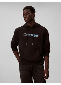 Kapuzensweatshirt Calvin Klein "LS EU 350TERRY CURSIVE GRAPHIC H", Herren, Gr. XL, schwarz, Sweatware, Obermaterial: 100% Baumwolle, unifarben, regular fit normal, Rundhals, eingesetzt B&uuml;ndchen, Sweatshirts Kapuzensweatshirt, regular fit, Logo-Schriftzug