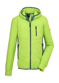 Strickjacke Killtec "KOS 159 BYS FLX JCKT", Jungen, Gr. 140, gr&uuml;n (limette), Oberstoff: 100% Polyester, Strickjacken Strickjacke, Melange Optik, farbige Akzente, elastisch, Kinnschutz, Taschen