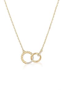 Silberkette Elli "Halskette Ringe Infinity Kristalle Silberfarben f&uuml;r Damen" Gr. 42, gold, Halsketten, Damen, mit Stein, Messing, Silberkette