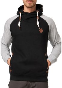 Kapuzensweatshirt INDICODE "INMarybank", Herren, Gr. M, schwarz, Sweatware, Obermaterial: 60% Baumwolle, 40% Polyester, unifarben mit Farbeinsatz, regular fit normal, Rundhals, Rippb&uuml;ndchen, Sweatshirts Kapuzensweatshirt