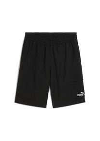 Shorts Puma "ESS NO. 1 LOGO WOVEN CARGO SHORTS 9", Herren, Gr. L, N-Gr, schwarz (Puma schwarz), Obermaterial: 100% Polyester, unifarben, regular fit kniefrei, Hosen Shorts, mit Eingrifftaschen, elastischer Bund mit innenliegendem Kordelzug