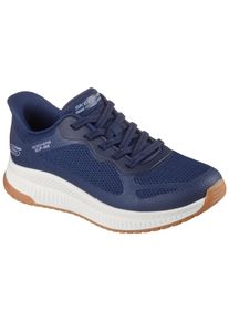 Slip-On Sneaker Skechers "BOBS SQUAD 4", Damen, Gr. 35, blau (navy), Mesh, Synthetik, Schuhe Slip-On Sneaker, Slipper, Freizeitschuh, Halbschuh mit Memory Foam, Topseller