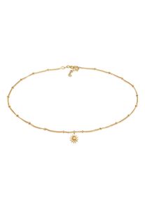 Choker Elli "Halskette Choker mit Anh&auml;nger Sonne 925 Sterling Silber" Gr. 36, gold, Halsketten, Damen, ohne Stein, Silber 925 (Sterlingsilber), Choker