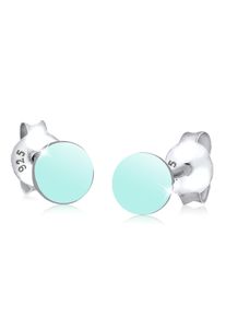 Paar Ohrstecker Elli "Ohrringe Rund Basic Geo 925 Silber Neuheit", blau (hellblau), Ohrringe, Damen, ohne Stein, Silber 925 (Sterlingsilber), Paar Ohrstecker