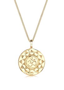 Kette mit Anh&auml;nger Elli "Halskette Yoga Mantra Om Symbol Talisman 925 Silber" Gr. 45, gold, Halsketten, Damen, ohne Stein, Silber 925 (Sterlingsilber), Kette mit Anh&auml;nger