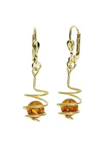 Paar Ohrh&auml;nger OSTSEE-SCHMUCK "- Spirale - Silber 925/000, vergoldet - Bernstein" Gr. 35, gold (goldfarben, gelb), Ohrringe, Damen, Silber 925 (Sterlingsilber), Paar Ohrh&auml;nger