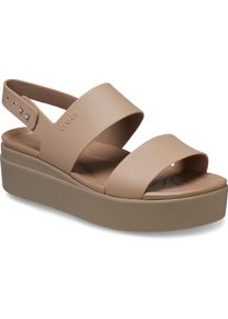 Keilsandalette Crocs "Brooklyn Low Wedge", Damen, Gr. 39, braun (latte, mushroom), Croslite&trade;, Schuhe Keilsandalette, Sommerschuh, Sandale, Keilabsatz, mit modischer Plateausohle