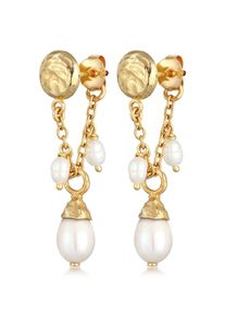 Paar Ohrh&auml;nger HAZE & GLORY "Ohrringe H&auml;nger Barock Perle - Summertime 925 Silber vergoldet" Gr. 40, gold, Ohrringe, Damen, ohne Stein, Silber 925 (Sterlingsilber), Paar Ohrh&auml;nger