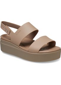 Keilsandalette Crocs "Brooklyn Low Wedge", Damen, Gr. 42, braun (latte, mushroom), Croslite&trade;, Schuhe Keilsandalette, Sommerschuh, Sandale, Keilabsatz, mit modischer Plateausohle