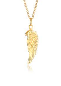 Kette mit Anh&auml;nger Kuzzoi "Halskette Herren Fl&uuml;gel Feder Boho 925 Silber" Gr. 55, gold, Halsketten, Herren, ohne Stein, Silber 925 (Sterlingsilber), Kette mit Anh&auml;nger