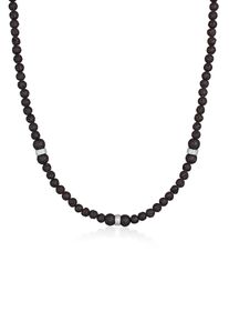 Silberkette Kuzzoi "Halskette Lava Beads Vintage Surfer 925 Silber" Gr. 50, schwarz, Halsketten, Herren, ohne Stein, Silber 925 (Sterlingsilber), Silberkette