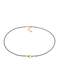 Choker Elli "Halskette Choker Nylon Kleeblatt Gl&uuml;ck Bead 925 Silber" Gr. 36, gold, Halsketten, Damen, ohne Stein, Silber 925 (Sterlingsilber), Choker