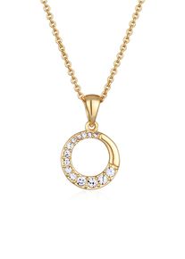 Silberkette Elli "Halskette Kreis Rund Kristalle" Gr. 40, gold, Halsketten, Damen, mit Stein, Messing, Silberkette