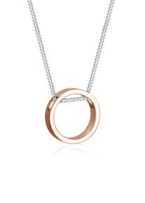 Kette mit Anh&auml;nger Elli "Halskette Halskette mit Anh&auml;nger Kreis 925 Sterling Silber Rosegold" Gr. 45, silber, Halsketten, Damen, ohne Stein, Silber 925 (Sterlingsilber), Kette mit Anh&auml;nger