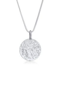 Kette mit Anh&auml;nger Kuzzoi "Halskette Herren Basic Coin Pl&auml;ttchen geh&auml;mmert 925 Silber" Gr. 55, silber, Halsketten, Herren, ohne Stein, Silber 925 (Sterlingsilber), Kette mit Anh&auml;nger