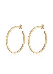 Paar Ohrstecker Elli "Ohrringe Creolen Stecker Geh&auml;mmert Organic Look 925 Silber" Gr. 24, gold, Ohrringe, Damen, ohne Stein, Silber 925 (Sterlingsilber), Paar Ohrstecker