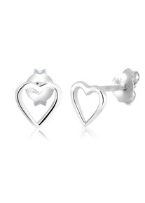Paar Ohrstecker Elli "Ohrringe Herz Basic Liebe Filigran Hochwertig 925 Silber", silber, Ohrringe, Damen, ohne Stein, Silber 925 (Sterlingsilber), Paar Ohrstecker