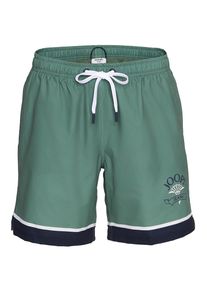 JOOP! Badeshorts JOOP JEANS "Easy Summer", Herren, Gr. XL, N-Gr, gr&uuml;n (elm gr&uuml;n), Microfaser, Obermaterial: 100% Polyester, bedruckt, Badehosen Badeshorts, seitliche Eingrifftaschen, Label-Akzente