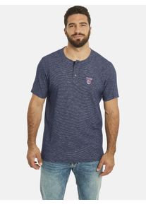 T-Shirt Jan Vanderstorm "T-Shirt BENKT", Herren, Gr. XL, blau (dunkelblau melange), comfort fit normal, Serafino, Shirts T-Shirt, aus meliertem Stoff