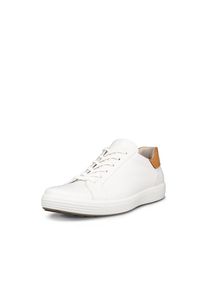 Sneaker Ecco "Ecco Soft 7 M", Herren, Gr. 47, braun (wei&szlig;, braun), Leder, Schuhe Sneaker, Freizeitschuh, Halbschuh, Schn&uuml;rschuh mit genoppter Laufsohle