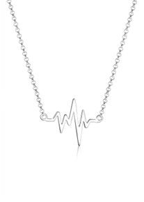 Kette mit Anh&auml;nger Elli "Halskette Herzschlag Anh&auml;nger Liebe 925 Silber" Gr. 45, silber, Halsketten, Damen, ohne Stein, Silber 925 (Sterlingsilber), Kette mit Anh&auml;nger