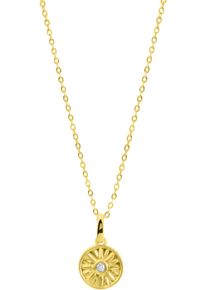 Kette mit Anh&auml;nger Firetti "Schmuck Geschenk Silber 925 Halsschmuck Halskette Ankerkette Sonne", gold (gelbgoldfarben, kristallwei&szlig;), Halsketten, Damen, Silber 925 (Sterlingsilber), L: 45 B: 1mm, Kette mit Anh&auml;nger, mit Zirkonia (synth.), B:1mm