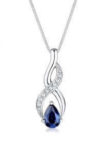 Silberkette Elli "Halskette Infinity Zirkonia Synthetischer Saphir Blau 925 Sterling Silber" Gr. 45, blau, Halsketten, Damen, mit Stein, Silber 925 (Sterlingsilber), Silberkette
