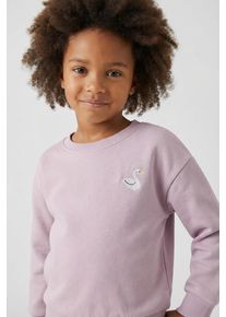 Sweatshirt name it "NMFVALLENE LS RLX SWEAT BRU", M&auml;dchen, Gr. 98, dawn pink print:swan, angeraute Sweatware, Obermaterial: 60% Baumwolle, 40% Polyester, bedruckt, unifarben, normal, Rundhals, Rippb&uuml;ndchen, Sweatshirts Sweatshirt