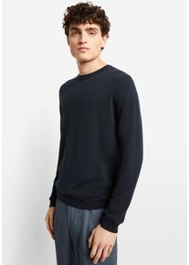 Rundhalspullover Cinque "CIWALLES", Herren, Gr. S, blau (dunkelblau), Strick, Obermaterial: 50% Baumwolle, 50% Lyocell, unifarben, slim fit, Rundhals, B&uuml;ndchen, Pullover Rundhalspullover, mit Logopr&auml;gung