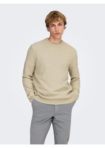Only & Sons Strickpullover ONLY & SONS "ONSDAVE REG LS CREW NECK KNIT NOOS", Herren, Gr. XL, silber lining detail:cloud dancer, Strick, Obermaterial: 100% Baumwolle, unifarben, regular fit normal, Rundhals, B&uuml;ndchen, Pullover Strickpullover, Baumwolle, regular fit