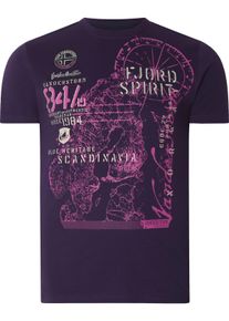 Rundhalsshirt Jan Vanderstorm "T-Shirt DOMINIK", Herren, Gr. L, lila, Obermaterial: 100% Baumwolle CO., Shirts Rundhalsshirt
