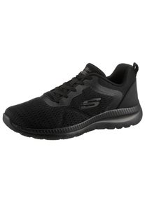 Sneaker Skechers "BOUNTIFUL-QUICK PATH", Damen, Gr. 42, schwarz (schwarz uni), Lederimitat, Textil, unifarben, Schuhe Sneaker, Trainingsschuh, Freizeitschuh, Schn&uuml;rschuh mit Memory Foam, Topseller