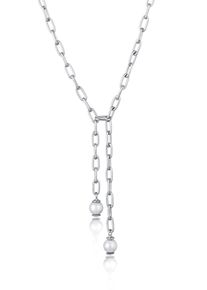 Y-Kette Elli Premium "Halskette Y-Kette Gliederkette Synthetische Perle Wei&szlig; 925 Sterling Silber" Gr. 45, silber, Halsketten, Damen, ohne Stein, Silber 925 (Sterlingsilber), Y-Kette