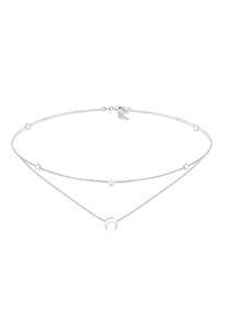 Choker Elli "Halskette Choker Layer Halbmond und Sterne 925er Silber" Gr. 36, silber, Halsketten, Damen, ohne Stein, Silber 925 (Sterlingsilber), Choker