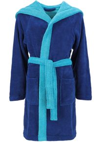Kinderbademantel Vossen "Bixie, ideal f&uuml;r Sauna & Spa, Hotelbademantel, Morgenmantel" Gr. 146, blau (reflex blau, ice blau), L:96cm, Baumwoll-Mix, Hausm&auml;ntel, Kinderbademantel, Doubleface-Look