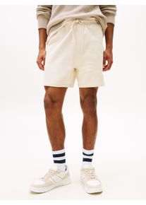 Sweatshorts Tommy Jeans "TJM RLX NEW CLSSCS BEACH SHORT", Herren, Gr. L, N-Gr, beige (desert sand dune), Sweatware, Obermaterial: 100% Baumwolle, unifarben, regular fit kurz, Hosen Sweatshorts, Mit Kordelzug