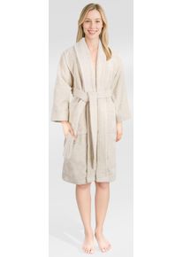 Damenbademantel HAMMETEX "Ren, 100% Baumwolle" Gr. XXL, beige, L:100cm, Baumwolle, Hausm&auml;ntel, Damenbademantel, 380 g/m&sup2; Frottee Bademantel mit Taschen &ndash; Saugf&auml;hig & Weich