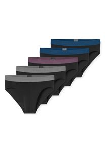 Slip Schiesser "Slip Slips 5P 95/5 5er Pack", Herren, Gr. M, bunt (schwarz, grau, blau), Obermaterial: 95% Baumwolle CO. 5% Elasthan EL., Unterhosen Slip