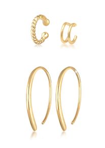 Ohrstecker-Set Elli "Ohrringe Basic Set Creolen Earcuff Blogger Trend 925 Silber" Gr. 23, gold, Ohrringe, Damen, ohne Stein, Silber 925 (Sterlingsilber), Ohrstecker-Set