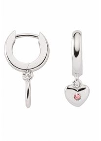Adelia&acute;s Paar Creolen ADELIA&acute;S "925 Silber Ohrringe Creolen Herz mit Zirkonia &Oslash; 11,9 mm", bunt, Ohrringe, Damen, Silber 925 (Sterlingsilber), Paar Creolen
