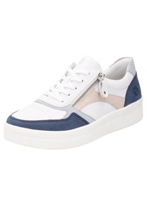 Plateausneaker Remonte, Damen, Gr. 41, wei&szlig; (wei&szlig;, jeansblau, ros&eacute;), Leder, Lederimitat, Schuhe Plateausneaker, Freizeitschuh, Halbschuh, Schn&uuml;rschuh in schmaler Form