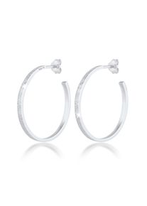 Paar Creolen Elli "Ohrringe Creolen Stecker Struktur Geh&auml;mmert 925 Silber" Gr. 29, silber, Ohrringe, Damen, ohne Stein, Silber 925 (Sterlingsilber), Paar Creolen