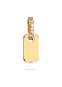 Medallionanh&auml;nger Elli "Anh&auml;nger Pl&auml;ttchen mit Stein Zirkonia Wei&szlig; 925 Sterling Silber vergoldet" Gr. 17, gold, Schmuckanh&auml;nger, Damen, Silber 925 (Sterlingsilber), Medallionanh&auml;nger